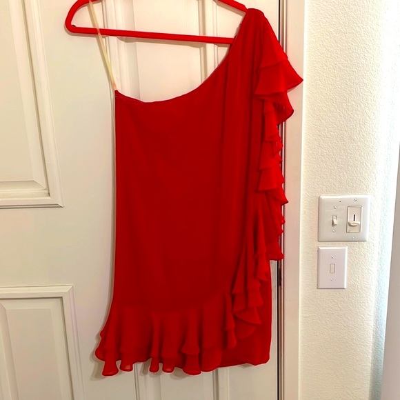 Ruffled Silk Mini  Dress Sz M - Picture 3 of 4